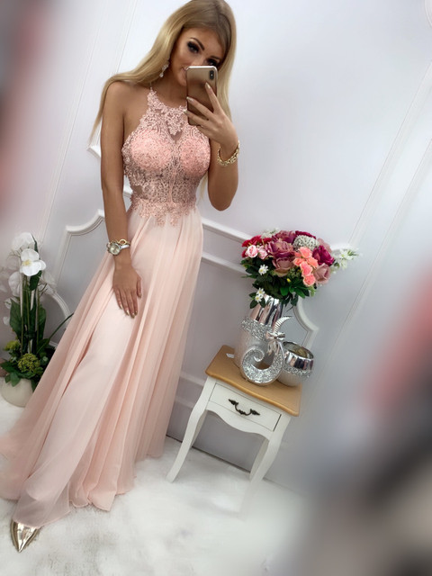 Melania- sukienka długa maxi różowa-e-sukienki