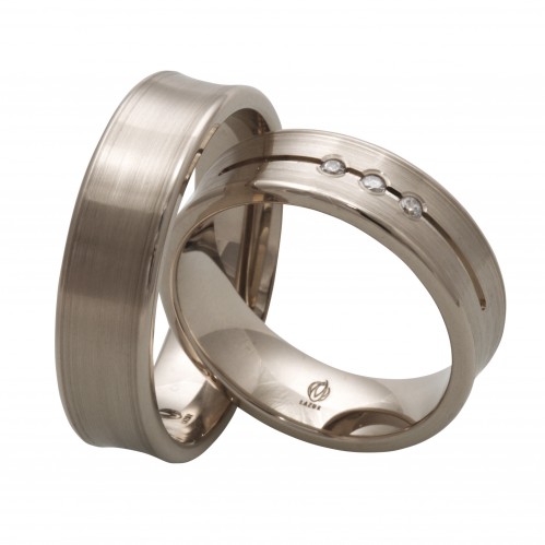 Obrączki z białego złota palladowego z kamieniami