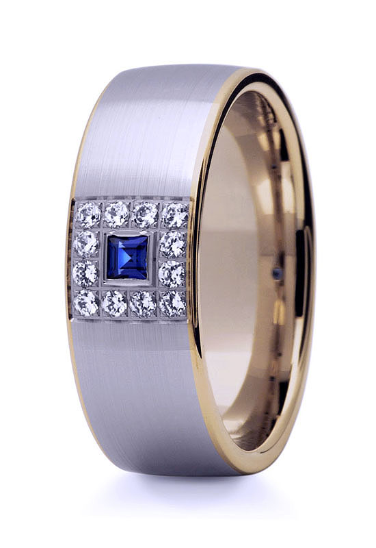 Obrączki z żółtego i białego złota z kamieniem8