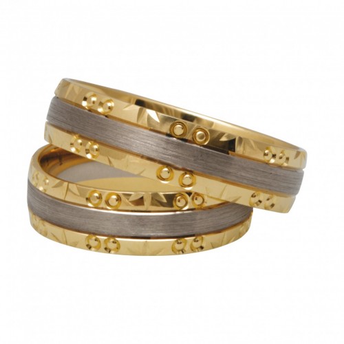 Obrączki złote grawerowane z dwóch kolorów złota