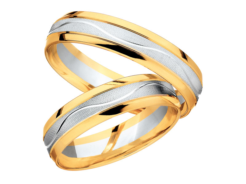 obrączki ślubne z białego i żółtego złota apart