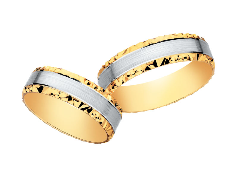 obrączka ślubna z żółtego i białego złota apart