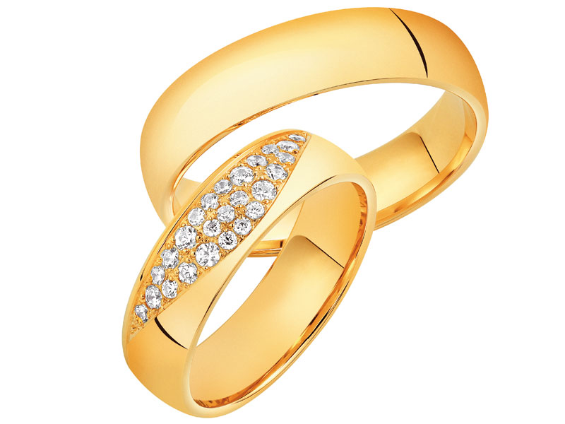 obrączki ślubne z żółtego złota z cyrkonią apart